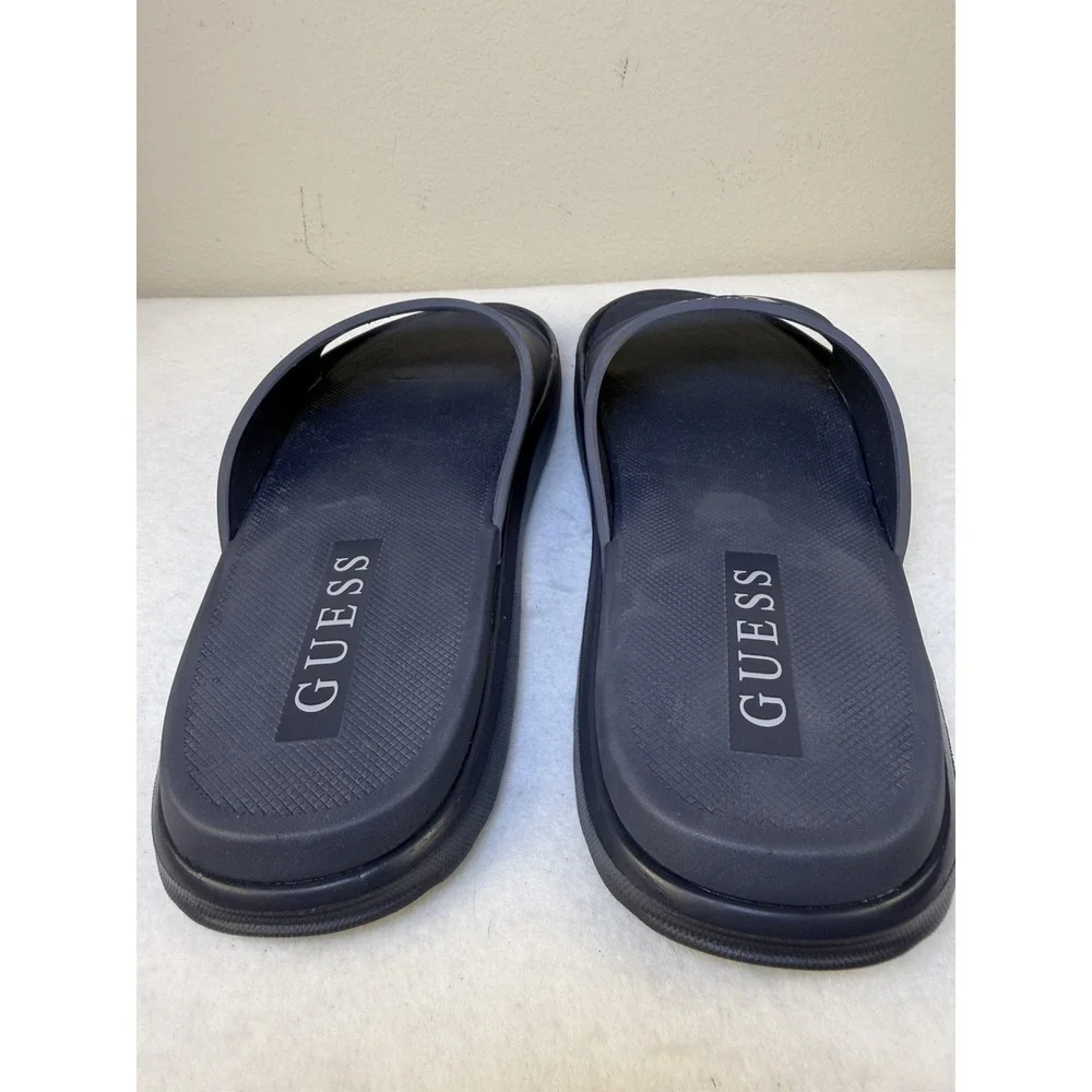 GUESS Metzger Slides Men's 13M Blue Logo Sandals NIB Comfortable Casual